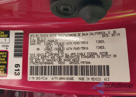 2019 Toyota Tacoma Sr5 V6 z USA, uszkodzony, nr VIN 3TMAZ5CN2KM098642